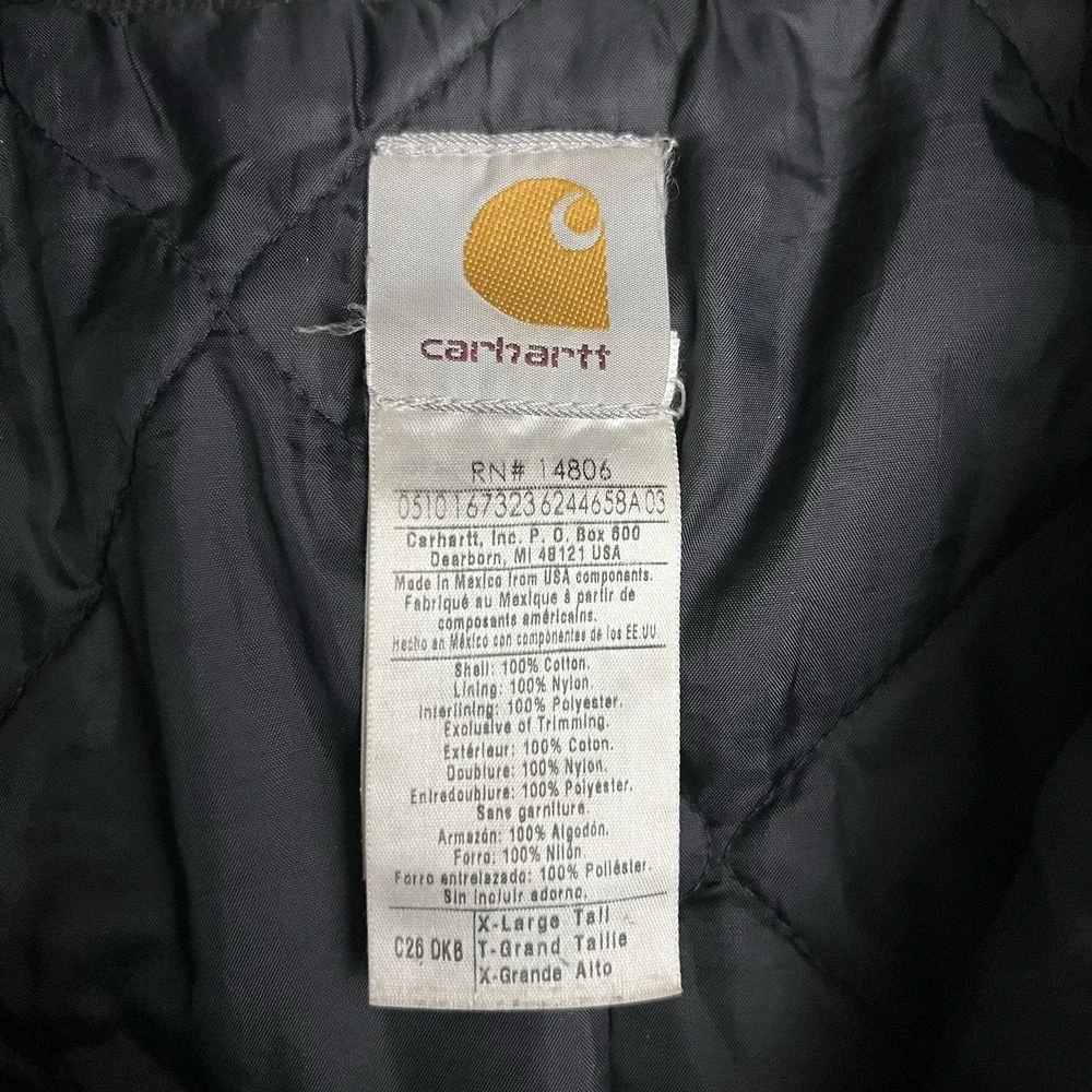 Carhartt C26 DKB XL Tall Dark Brown Arctic Quilt Lined Traditional Work Coat